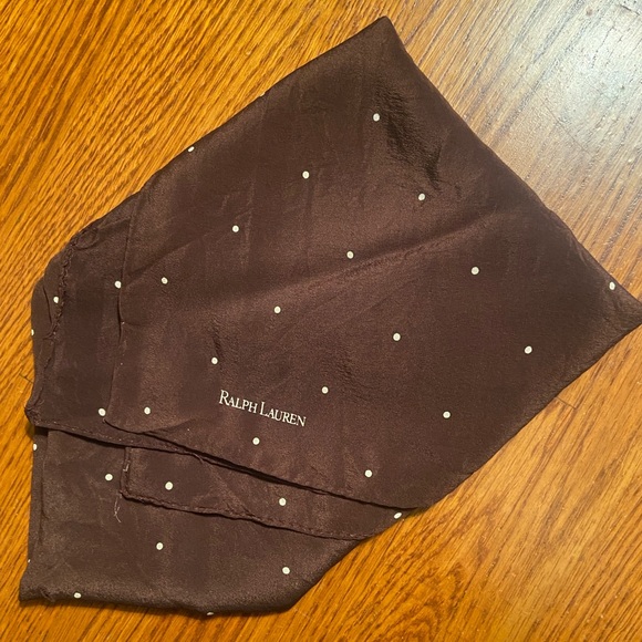 Ralph Lauren Accessories - Ralph Lauren Chocolate Brown Scarf with White Dots